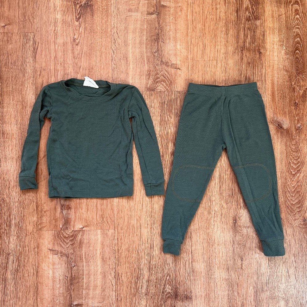 Chasing Windmills Merino Wool Thermal Base Layer Long Johns Set in Teal Size 3T